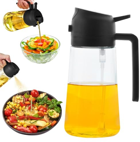 Brysalis oljespruta (470 ml), oljesprayflaska för varmluftsfritös sprayflaska för matlagning, oljespray oljesprayflaska kök, 2 i 1 oljesprejflaska för matolja