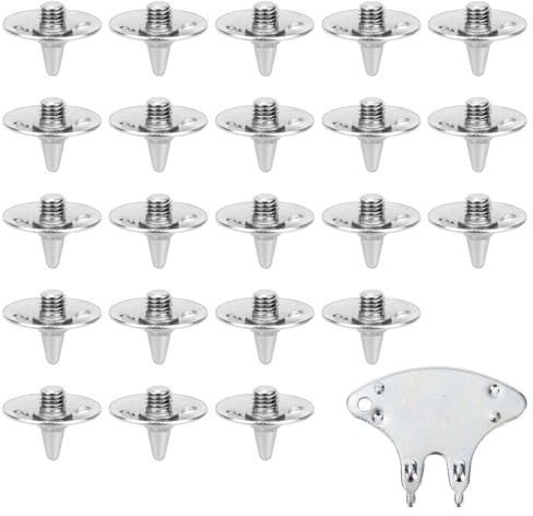 22pcs Metal Cricket Spikes Replacement with Spanner, 5.7mm/0.22in Thread | Iron Screw in Cleats for Football Golf Rugby Soccer Running Shoes Lightweight Durable Studs Accessories