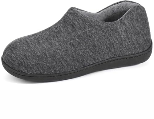 ULTRAIDEAS Women's Cozy Memory Foam Closed Back Slippers with Warm Fleece Lining, Wool-Like Blend Cotton House Shoes with Anti-Slip Indoor Outdoor Rubber Sole (Grey，Size 8)