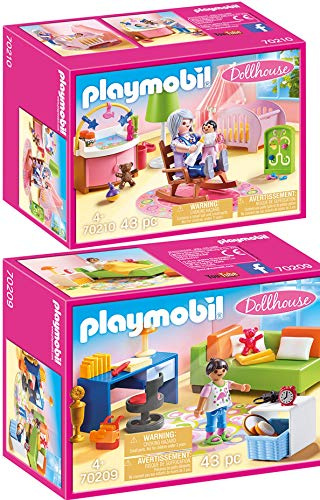 geobra Brandstätter PLAYMOBIL® Dollhouse 2er Set 70209 70210 Jugendzimmer + Babyzimmer