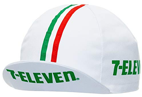 Positz 7-11 Retro Team Cycling Cap White with Italian Red/White/Green Vertical Stripes