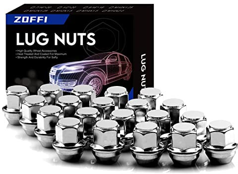 ZOFFI M12x1.5 One-Piece Chrome OEM Factory Style Large Acorn Seat Wheel Nuts for Most Ford Fiesta Focus Fusion Alloy Wheels - 20pcs Chrome Closed End M12x1.5 Lug Nuts