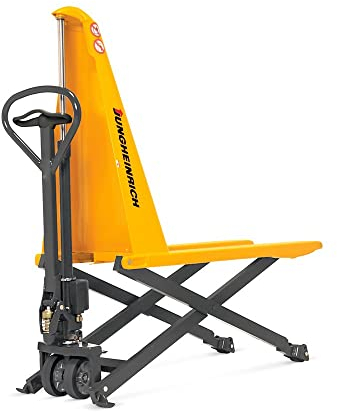 Jungheinrich Scherenhubwagen AMX mit Schnellhub bis 120 kg | 1.000 kg Tragkraft | 86-800 mm Hubbereich | 1.150 mm Gabellänge | Lenkrad/Gabelrolle aus robustem Polyurethan | Einfachrollen