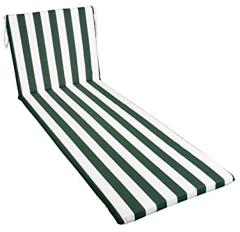GHIOCUSCINI | Cuscino per Lettino Mare, RIGATO VERDE in Tessuto Cotone 100%, Sfoderabile, 52 + 130 x 57 cm, Alto 4 cm, Made in Italy