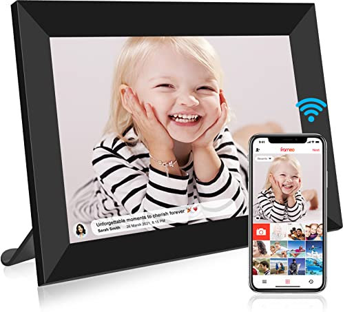 FRAMEO WiFi digital bildram 10,1 tum, digital bildram 1280 x 800 HD pekskärm bildram digital med 32 GB minne, bildshow, bilrotation, stunder omedelbart via app-delar