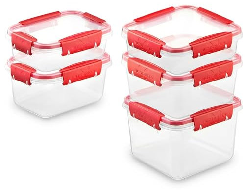 Ganter & May® Butterfly - 5er: 0,5L 0,75L 0,8L 1,2L 1,7L Frischhaltedosen mit deckel Luftdichte Mealprepboxen, -40 +100C BPA frei Kunststoff, Tupperdosen, Mikrowellen-, Gefrierdosen, fur Spülmaschinen