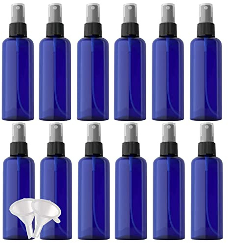 YANCAER 24 Pezzi Blu 100 ml Bottiglie Spray con Testa di Spruzzo Nera,Bottigliette Spray Vuote Set in Plastica, Flaconi Spray da Viaggio, Aereo Contenitori da Viaggio per Cosmetici