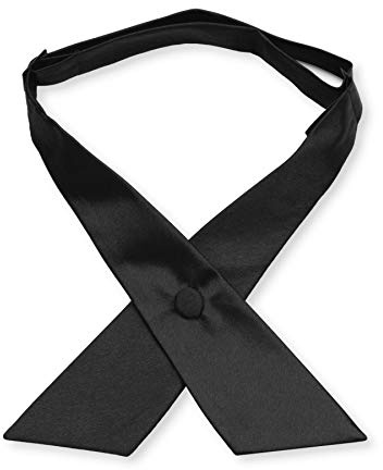 Concitor Women's or Men's Crossover Neck Tie Solid Color Continental Tie (Black)
