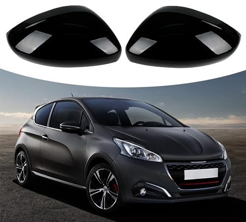 RéTroviseur Couverture Remplacement pour Peugeot 208 2012-2019, 1 Paire Couverture de Rétroviseur Couvercles Gauche et Droite,Noir ou Blanc Brillant L'accessoire de Voiture Parfait