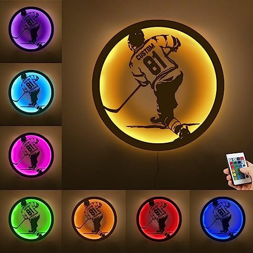 XIAO.Z Personalisierte Hockey Spieler Metall Zeichen, Benutzerdefinierte Name Für Nummer Hockey Zeichen Wand Kunst, Hockey Sport Home Dekor, Weihnachten Geburtstag Hockey Kinder Geschenk