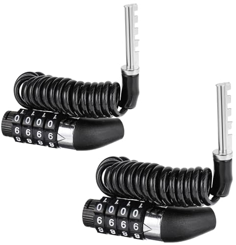 Molain 2 Stück Klein Helmschloss, Kabelschloss mit 4 Stellig Zahlenschloss, 150cm Skischloss Motorradhelm Schloss mit Zahlencode für Fahrrad Tricycle Motorrader Bike Lock Kinderwagen Snowboard