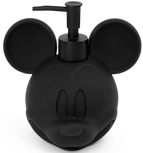 Jay Franco Dispensador de jabón de Manos y Crema para baño de Disney de Mickey Mouse, Resina Negra, decoración y Accesorios de baño