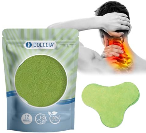 DOLCCIA - Parches naturales para el dolor de cuello Dolccia, Parche para alivio del dolor, Parches de Calor Moxibustión, Parche de ajenjo, Eliminan Toxinas Cuerpo Mejoran Sueño, Inflamación, 12 uds