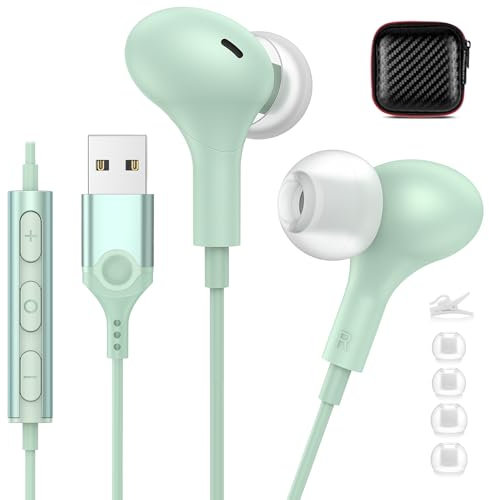 ACANDYA Auriculares USB, Cascos USB con microfono y Control de Volumen, Sonido Estéreo Claro, Auriculares Gaming para Negocios/Oficina/Zoom/Skype Chat/Juegos/PS4/PS5/Chromebook/Mac/PC