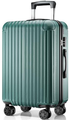 ABISTAB Koffer Trolley groß 76x51x30cm, Hartschalen Reisekoffer mit 4 Rollen & Zahlenschloss, leicht Handgepäck Koffer, Dunkelgrün