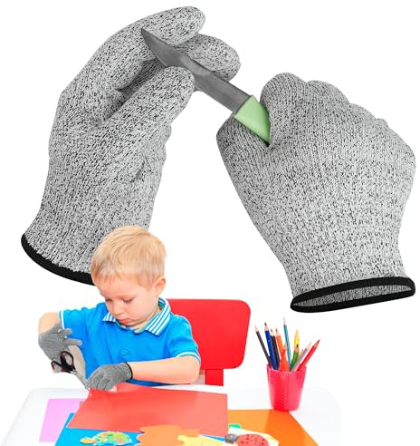 Chumix Guantes Anticorte Niños 1 par, Certificación EN388, Guantes Resistentes a los Cortes Nivel 5 XXXS Ideal Para 2-4 años, Guantes de Protección y Anticorte para Cocina (XXXS)