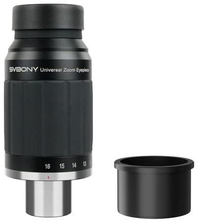 Svbony SV245 Zoom Teleskop Okular, 1.25 8 mm -16 mm Universal Astronomie Okular, 63° konstantes Sichtfeld Astronomie Zubehör mit 2 Adapter, für Mond und Deep Sky Beobachtung