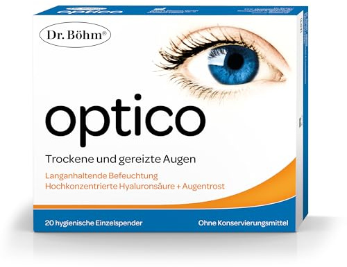 optico Augentropfen: Bei trockenen Augen mit hochdosierter Hyaluronsäure & Euphrasia (Augentrost), langanhaltende Befeuchtung, für Kontaktlinsenträger geeignet, 20 x 0,45 ml