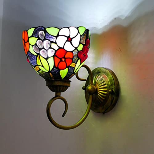 GAUUA Tiffany Style Wall Sconce, Lámparas De Pared De Sombra De Vidrio, Base De Lámpara De Metal, Luminaria, para Niños Habitación Dormitorio Restaurante Hotel