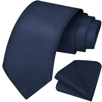 URAQT 8 cm enfärgad slips formell slips och ficknäsduk set (23 x 23 cm) för Storbritannien män företag bröllopsfest arbete slips (8 cm)