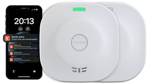 WiFi Smoke Detector, 10-Year Battery Fire Alarm with App Alerts, LED Indicators & 85 dB Siren, Easy Install, 2-Pack