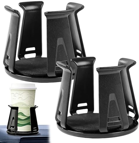 2pcs Car Cup Holders Insert, Self-Adhesive Automotive Cupholder, Multifunctional Drink Holder Reusable Drink Cup Holder for Fixing Water Cups and Drinks (Black)