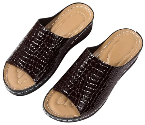 Nuoke sandalias mujer,zapatos verano mujer cuña, de con gruesa y ligera, estilo comercio exterior, con diseño moderno y estampados de arrastre. Cangrejeras Playa (Coffee, 41)