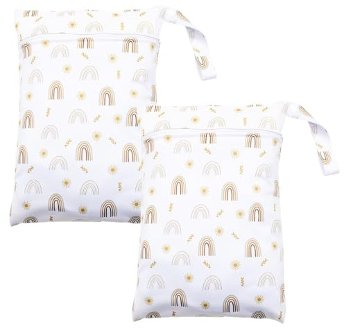UEAVOID Wet Bag 2 pz 20x25cm, Sacchetti Cambio Neonato Ospedale, Porta Pannolini Lavabili Impermeabili Arcobaleno, Organizer Viaggio.