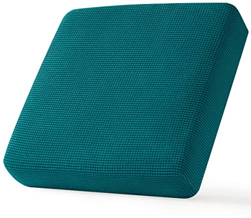 CHUN YI Stretch Sofa Seat Cushion Cover, Fitted Sofa Couch Cushion Covers Furniture Protector, Checks Jacquard Spandex Fabric (Chair, Blue)