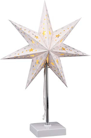 Spetebo LED Weihnachtsstern Tischlampe - mit Timer - 35 x 16 cm - Batterie betrieben mit 8 warmweiße LED - Fenster Deko Stern Lampe Tischleuchte
