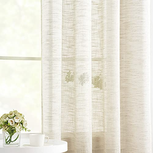 Treatmentex Linen Semi Sheer Curtains for Living Room 72inch Beige Natural Farmhouse Curtain Panels for Bedroom Office Rustic Privacy Curtain Drapes for Kitchen Dining Room Grommet Top 52 2 Panels
