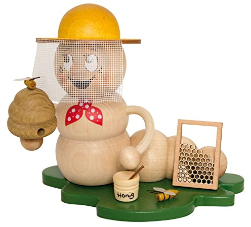 Kuhnert Figura de madera para ahumado, Rudi & ROSI, diseño de apicultor Rudi, altura: 14 cm aprox. Fabricado en Alemania