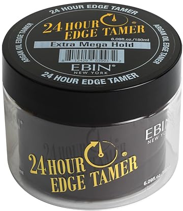 EBIN NEW YORK 24 Hour Edge Tamer Extra Mega Hold 180 ml Strong Edge Control Gel, No Flaking, Sleek Smooth Finish, Long Lasting, Argan & Castor Oil
