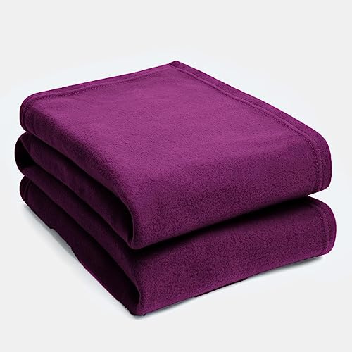 200cm EXTRA LONGLightweight Yoga Fleece Blanket (Purple/Grape)