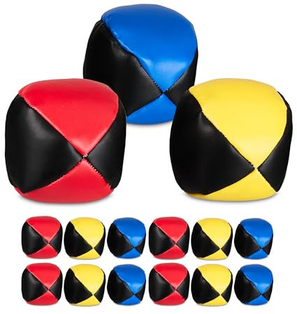 Relaxdays Jonglierbälle, 15er Set, Ø65 mm, Anfänger & Profis, PU, Sandfüllung, Jonglierballset Kinder & Erwachsene, bunt