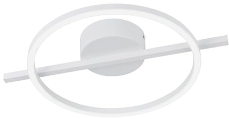 EGLO LED Deckenleuchte Amandolo, ringförmige Deckenlampe dimmbar mit Fernbedienung, geometrische Deckenbeleuchtung aus Metall in Weiß, warmweiß-kaltweiß, RGB Backlight