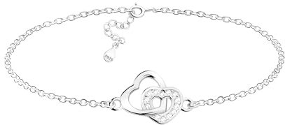 Sofia Milani - Damen Armband 925 Silber - mit Zirkonia Steinen - Doppeltes Herz Anhänger - B0396