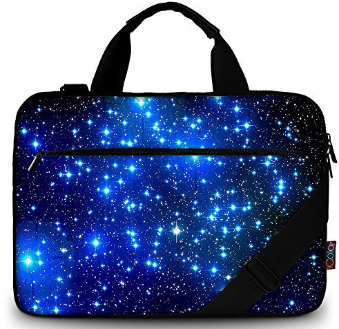 Mibbxea Borsa per laptop da 13,3 pollici con tracolla, borsa da viaggio, borsa protettiva con tracolla regolabile, per computer da 12 a 13,3 pollici, ultrabook, netbook (Cielo stellato blu)