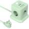 FDTEK Cubo Regleta Enchufes, Ladron Enchufe con 4 AC Tomas y 2 USB A+1 USB C, Enchufe Multiple con Interruptor y Proteccion Sobretension, Cable 1,8 m, Adecuado para Casa, Oficina y Los Viajes, Verde