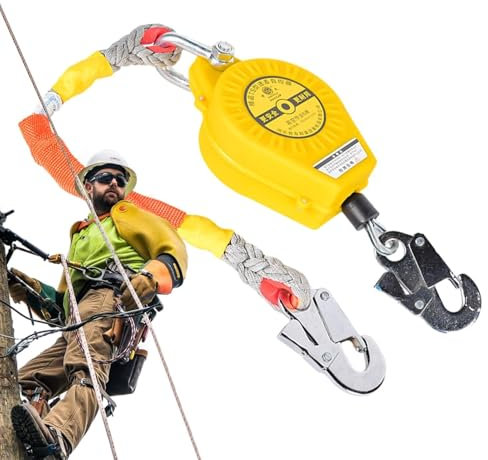 Fall Protection Rope - Horizontal Lifeline Anti Fall Device - Alloy Steel Protector | Fall Arrest System Automatic Retractable Rescue Rope, Heavy Duty Safety Blocks For Outdoor Safety Harness Lanyard(