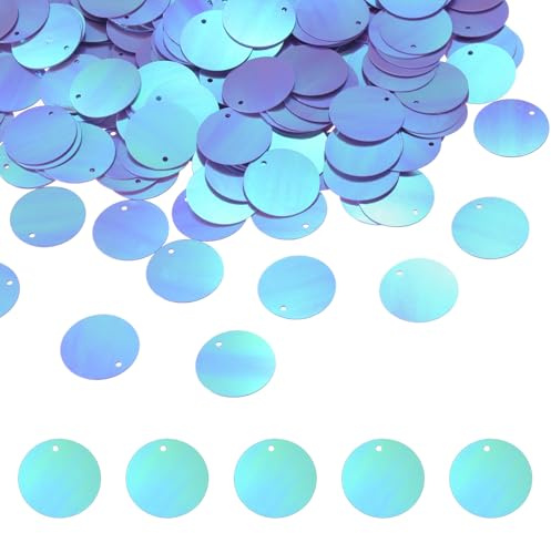 sourcing map 450PCS Flat Round Sequins, 20mm/0.8 Large Sequins for Craft Resin Gradient AB Light Purple Loose Sequins Paillettes with Single Holes for DIY Crafts Sewing Embroidery Clothing