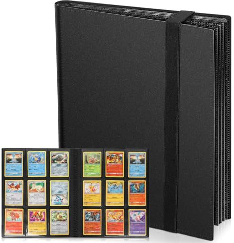 VYYTYYA Raccoglitore Carte da Gioco, 24 Fogli 432 Tasche, Album Carte Collezionabili con Apertura Laterale, Binder Carte Doppio Lato per Yu-Gi-Oh, MTG, Carte da Sport (nero)