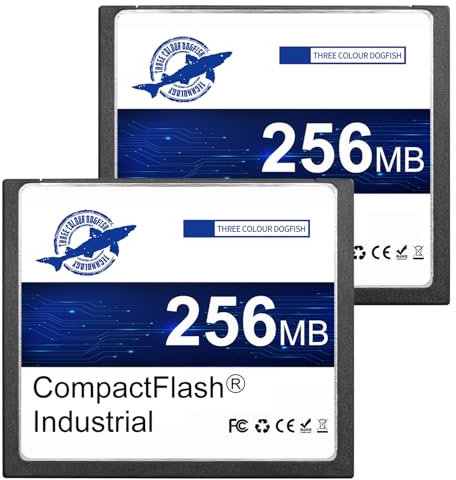 Dogfish 2 Pack 256MB Tarjeta de Memoria Compact Flash Industrial CF Memory Card Tipo I de Alto Rendimiento FAT16 para Equipos Industriales y Cámaras Digitales Antiguas