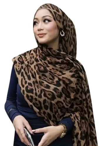 Foulard Imprimé Léopard Femme – Écharpe en soie de moussline, 180cmTendance Douce et Légère –Hijab, Accessoire Mode Chic pour Toutes Saisons (Marron, Taille unique)
