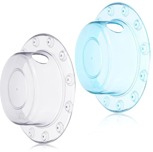2 Pack Bath Tub Stopper, Bathtub Overflow Drain Cover, 6.1 Inch Transparent and Blue Bathtub Overflow Cover Plug, Bathing Essentials Universal Fit for Deep Water Bath