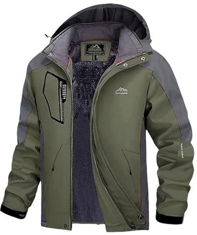 Bastwahl Ski Veste Tres Chaude Homme Montagne Imperméable de Ski Zippé Chaud Outdoor Blouson Manteau Tactique Militaire Softshell Épais Fonctionnel Coupe-Vent pour Voyage Montagne