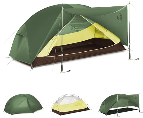 Naturehike Mongar Base 2-3 Man Tent, Upgraded Double Layer Dome Tents, Waterproof & Windproof Tent for Camping Hiking Backpacking (2 Man-Green)