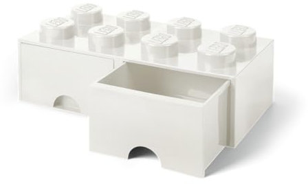 Cassettiera Mattoncino Lego 8 Bottoni, 2 Cassetti, Cassa Portaoggetti Impilabile, 9.4 L