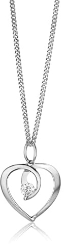 Orovi, Damen Anhänger Herz aus 9 Karat (375) Weißgold mit Zirkonia Brillantschliff Anhänger und Silberkette (kostenlos), Gold, Zirkonia, Gold, Zirkonia