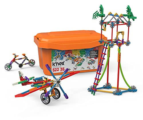 K'NEX 18024/18025 Kit pour cliquer et construire 35 modèles Imagine avec boîte de rangement, jouet éducatif pour enfants, kit de construction avec des tiges de 522 pièces, à partir de 7 ans